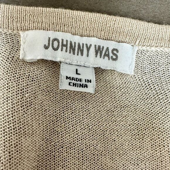 Johnny Was embroidered, sandstone colored sweater. - Picture 2 of 6
